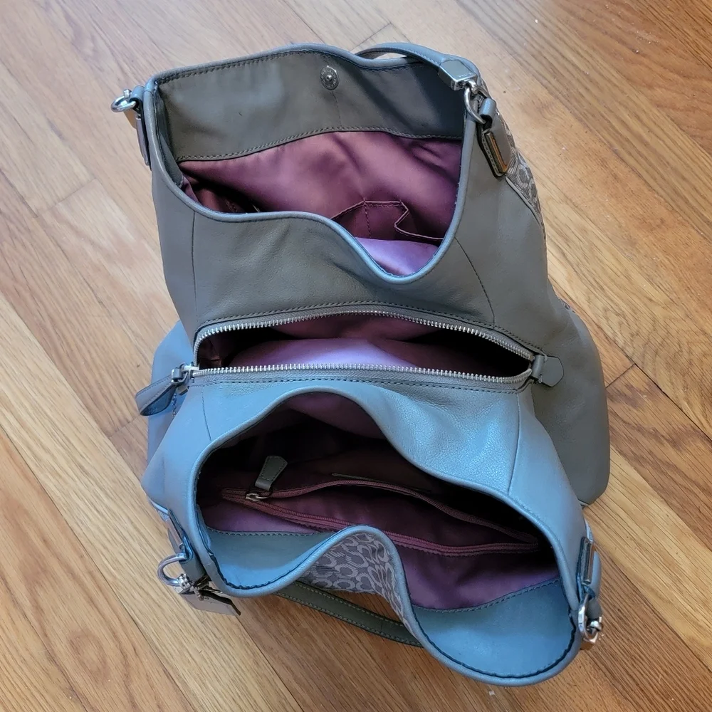 Coach Gray Signature Canvas Shoulder Bag